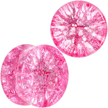 Load image into Gallery viewer, Pink Shattered Glass Flamingo Saddle Plug Set 6mm to 16mm