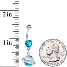 将图片加载到图库查看器,Aqua Gem Rings Of Saturn Dangle Belly Ring