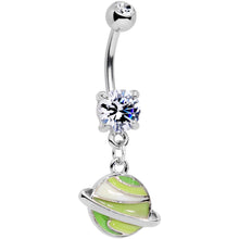 将图片加载到图库查看器,Clear Gem Green Rings Of Saturn Dangle Belly Ring