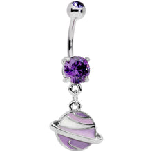 Load image into Gallery viewer, Purple Gem Rings Of Saturn Dangle Belly Ring
