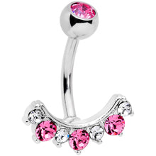Load image into Gallery viewer, Pink Clear CZ Gem Wave Of Glamour Belly Ring