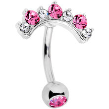 Load image into Gallery viewer, Pink Clear CZ Gem Wave Of Glamour Belly Ring