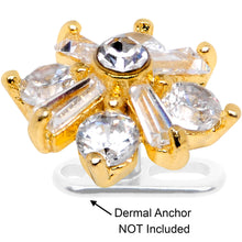 Load image into Gallery viewer, 14G Clear CZ Gem Ice Princess Gold Tone Dermal Anchor Top