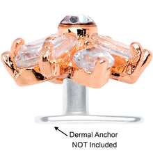 Load image into Gallery viewer, 14G Clear CZ Gem Ice Princess Rose Gold Tone Dermal Anchor Top