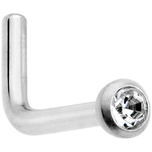 Load image into Gallery viewer, 18G Grade 23 Titanium Press Fit CZ Micro Ball L Shaped Nose Ring