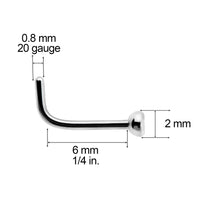 Load image into Gallery viewer, 20G G23 Titanium Press Fit Clear CZ Micro Ball L Shaped Nose Ring