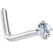 将图片加载到图库查看器,20G 1/4 Clear 2mm CZ Gem Grade 23 Titanium L Shaped Nose Ring