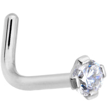 Load image into Gallery viewer, 18G 1/4 Clear 2mm CZ Gem Grade 23 Titanium L Shaped Nose Ring