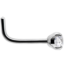 Load image into Gallery viewer, 20G 1/4 Clear 3mm CZ Gem Grade 23 Titanium L Shaped Nose Ring