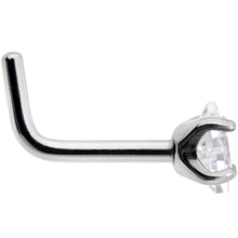 Load image into Gallery viewer, 18G Clear 3mm CZ Gem Grade 23 Titanium Rhombus L Shaped Nose Ring