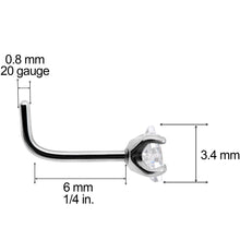 Load image into Gallery viewer, 20G Clear 3mm CZ Gem Grade 23 Titanium Rhombus L Shaped Nose Ring