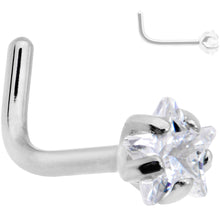 Load image into Gallery viewer, 20G Clear 3mm CZ Star Gem Grade 23 Titanium L Shaped Nose Ring