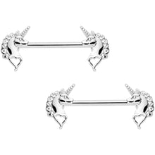 Load image into Gallery viewer, 14G 5/8 Precious Unicorn Barbell Nipple Ring Set