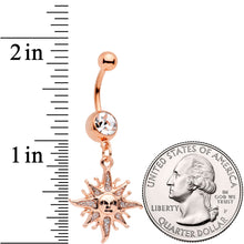 Load image into Gallery viewer, Clear Gem Rose Gold Tone Heavenly Sun Dangle Belly Ring