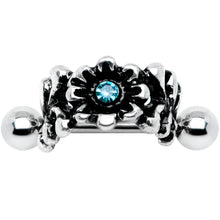 Load image into Gallery viewer, 16G 3/8 Aqua Gem Floral Wreath Cuff Cartilage Earring