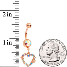 Load image into Gallery viewer, Aurora Gem Rose Gold Tone Heart Dangle Belly Ring