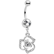 将图片加载到图库查看器,Clear Gem Single Rose Flower Dangle Belly Ring