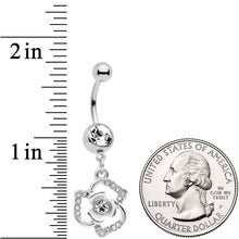 将图片加载到图库查看器,Clear Gem Single Rose Flower Dangle Belly Ring