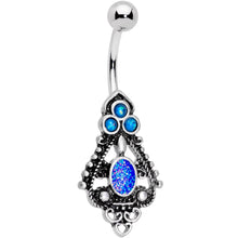 将图片加载到图库查看器,Blue Faux Druzy Baroque Teardrop Dangle Belly Ring