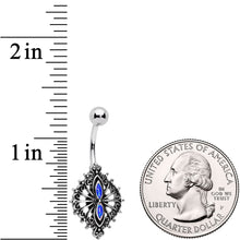 将图片加载到图库查看器,Blue Faux Druzy Spider Web Scrolls Belly Ring