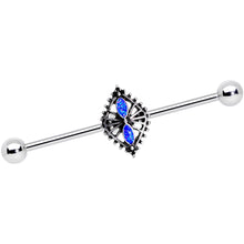 将图片加载到图库查看器,14G Glitter Blue Halloween Spider Queen Industrial Barbell 38mm