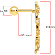 Load image into Gallery viewer, 16G 1/4 Clear CZ Gem Gold Hue Cascade Left Ear Cartilage Earring