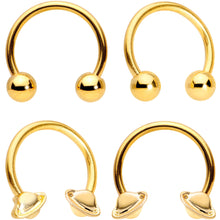 Load image into Gallery viewer, 14G 13mm Gold Tone Sexy Saturn Horseshoe Nipple Ring Set