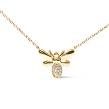 Load image into Gallery viewer, 10K Yellow Gold Diamond Accented Bumble Bee Pendant 18" Inch Necklace (H-I Color, I1-I2 Clarity)