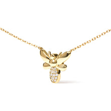 Load image into Gallery viewer, 10K Yellow Gold Diamond Accented Bumble Bee Pendant 18" Inch Necklace (H-I Color, I1-I2 Clarity)