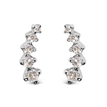 Load image into Gallery viewer, 10K White Gold 1/10 Cttw Diamond Journey Style Climber Stud Earrings (H-I Color, I1-I2 Clarity)