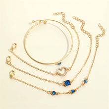 Load image into Gallery viewer, 4pcs Rhinestone Alloy Bracelet Set β Minimalist Heart & Square Design
