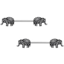 将图片加载到图库查看器,14G 9/16 Ornate Pattern Elephant Barbell Nipple Ring Set