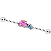 Load image into Gallery viewer, 14G Pink Time for a Road Trip Industrial Barbell 38mm