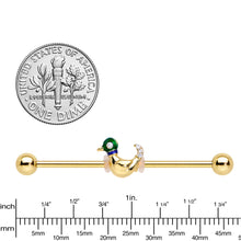 Load image into Gallery viewer, 14G Gold Tone Mighty Mallard Industrial Barbell 38mm