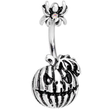 将图片加载到图库查看器,Scary Spider Jack O Lantern Double Mount Belly Ring