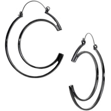 Load image into Gallery viewer, Black Howl at the Moon Crescent Moon Tunnel Plug Earrings