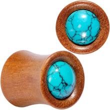 Load image into Gallery viewer, Turquoise Stone Sawo Wood Earth Sky Saddle Plug Set 5mm to 25mm