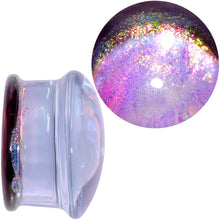 Load image into Gallery viewer, 3/4 Purple Dichroic Glass Mystic Rainbow Galaxy Double Flare Plug Set