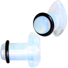 Load image into Gallery viewer, White Opalite Faceted Single Flare Plug Set 6mm to 25mm
