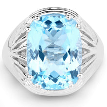 Load image into Gallery viewer, 12.10 Carat Genuine Blue Topaz .925 Sterling Silver Ring