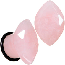 Load image into Gallery viewer, Rose Quartz Faceted Single Flare Plug Set 6mm to 25mm Sizes