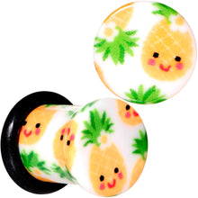 Load image into Gallery viewer, White Acrylic Pretty Pineapple Single Flare Plug Set Sizes 3mm to 16mm
