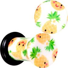Load image into Gallery viewer, White Acrylic Pretty Pineapple Single Flare Plug Set Sizes 3mm to 16mm