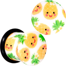 Load image into Gallery viewer, White Acrylic Pretty Pineapple Single Flare Plug Set Sizes 3mm to 16mm