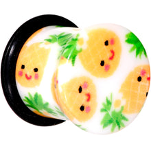 Load image into Gallery viewer, White Acrylic Pretty Pineapple Single Flare Plug Set Sizes 3mm to 16mm