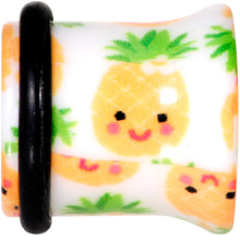 Load image into Gallery viewer, White Acrylic Pretty Pineapple Single Flare Plug Set Sizes 3mm to 16mm