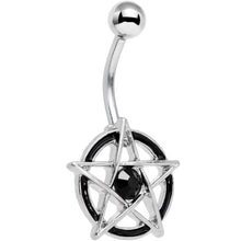将图片加载到图库查看器,Black Gem Five Pointed Star Pentagram Belly Ring
