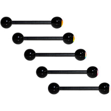 Load image into Gallery viewer, Aurora Gem Inlay Black Barbell Tongue Ring Set of 5