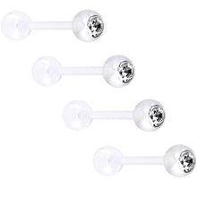 Load image into Gallery viewer, Clear Gem Clear Acrylic Barbell Tongue Ring Set of 4