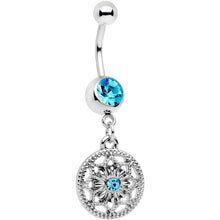 将图片加载到图库查看器,Blue Gem Mind Bending Mandala Dangle Belly Ring